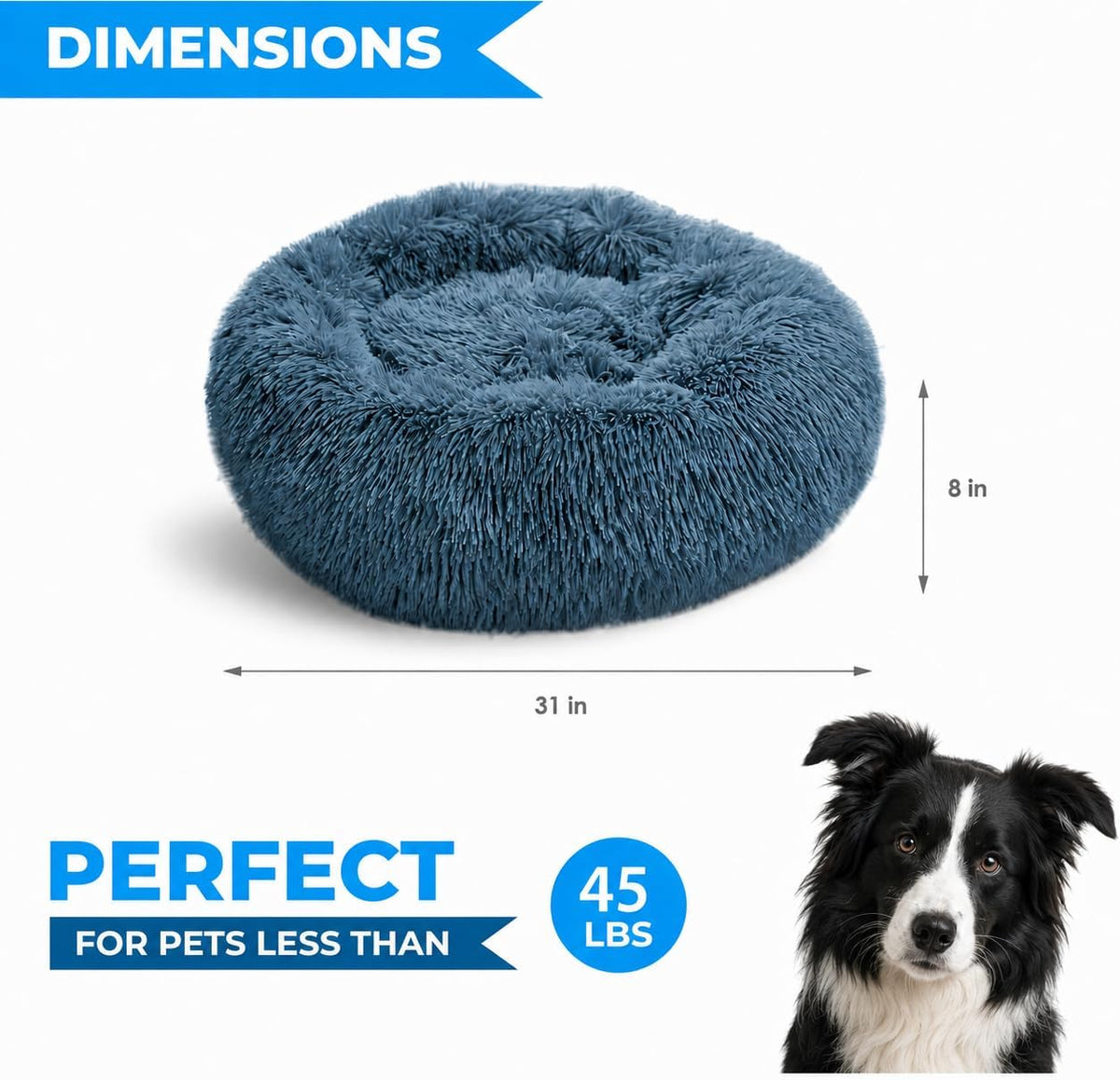 Whiskers & Friends Orthopedic Donut Pet Bed - Navy-Grey